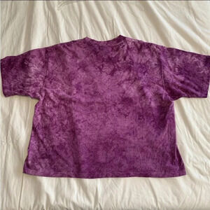 Vintage Purple Tie Dye Cropped Shirt Large Single Stitch Distress Hippie Boho